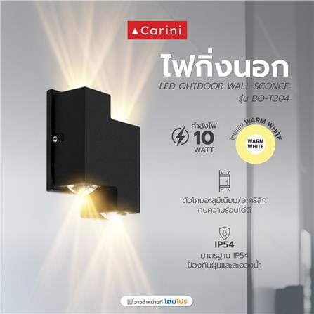 ไฟกิ่งภายนอก LED CARINI BO-T304 10 วัตต์ WARM WHITE สีดำ_4