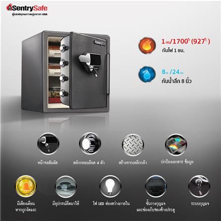 ตู้นิรภัย FINGERPRINT SENTRYSAFE SFW123UVC สีเทา_3