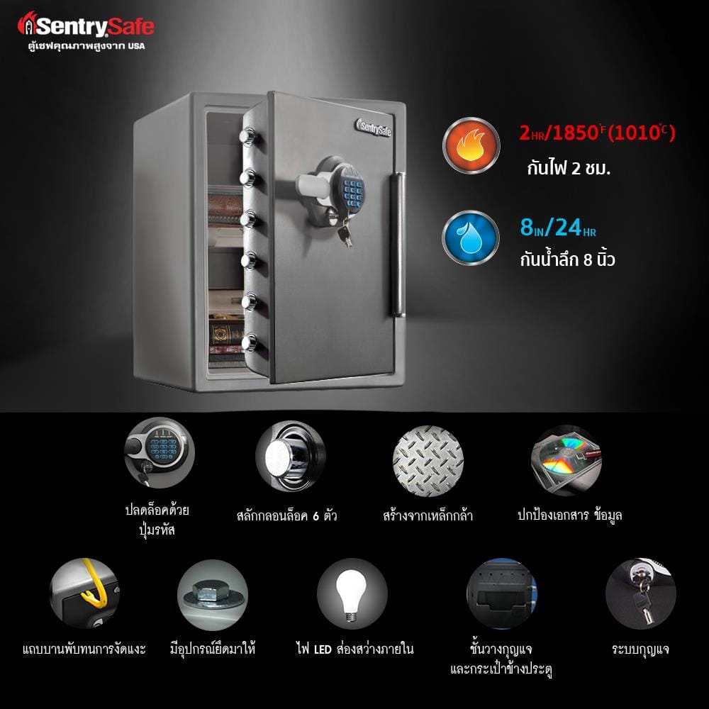ตู้นิรภัย ELECTRONIC SENTRYSAFE STW205GYC สีเทา/ดำ