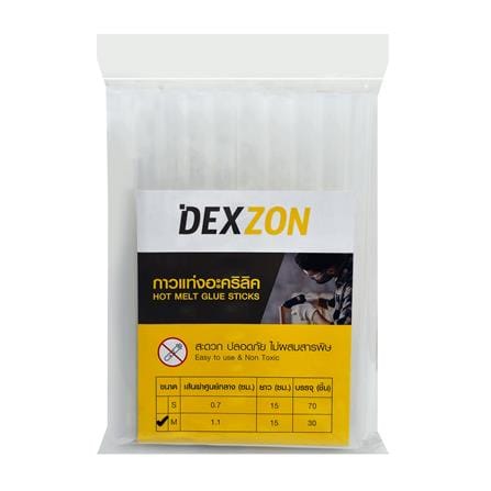 กาวแท่ง DEXZON 1/2 นิ้วX15 ซม. สีใส แพ็ก 30 ชิ้น_1