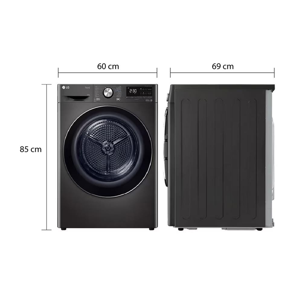 เครื่องอบผ้าฝาหน้า LG RV10VHP2B 10 กก. HEAT PUMP สีดำ