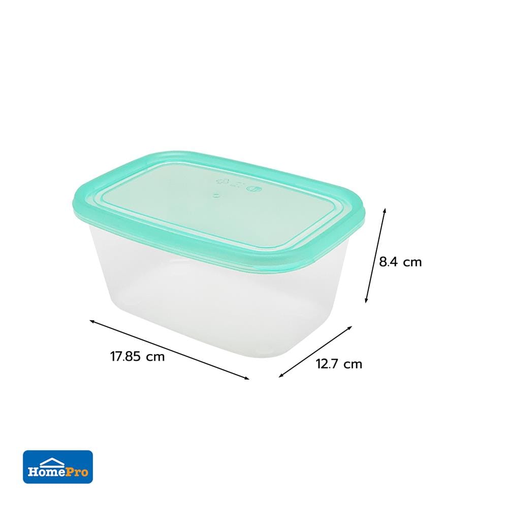 กล่องอาหารเหลี่ยม 1 ลิตร KECH NOLA แพ็ก 3 กล่อง สีเขียว