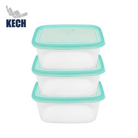 กล่องอาหารเหลี่ยม 1 ลิตร KECH NOLA แพ็ก 3 กล่อง สีเขียว_0