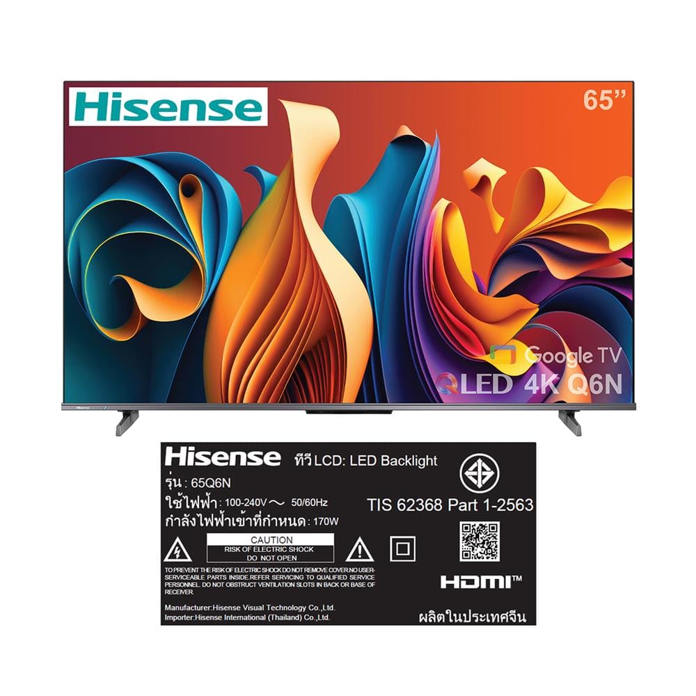 ทีวีคิวแอลอีดี 65 นิ้ว HISENSE (4K, QLED, GOOGLE TV) 65Q6N