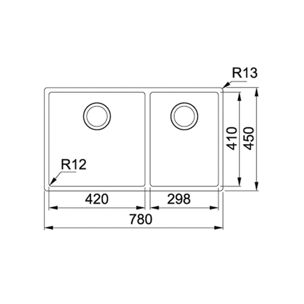 ซิงค์ฝัง 2 หลุม FRANKE BXX 220-74 U 78 ซม.