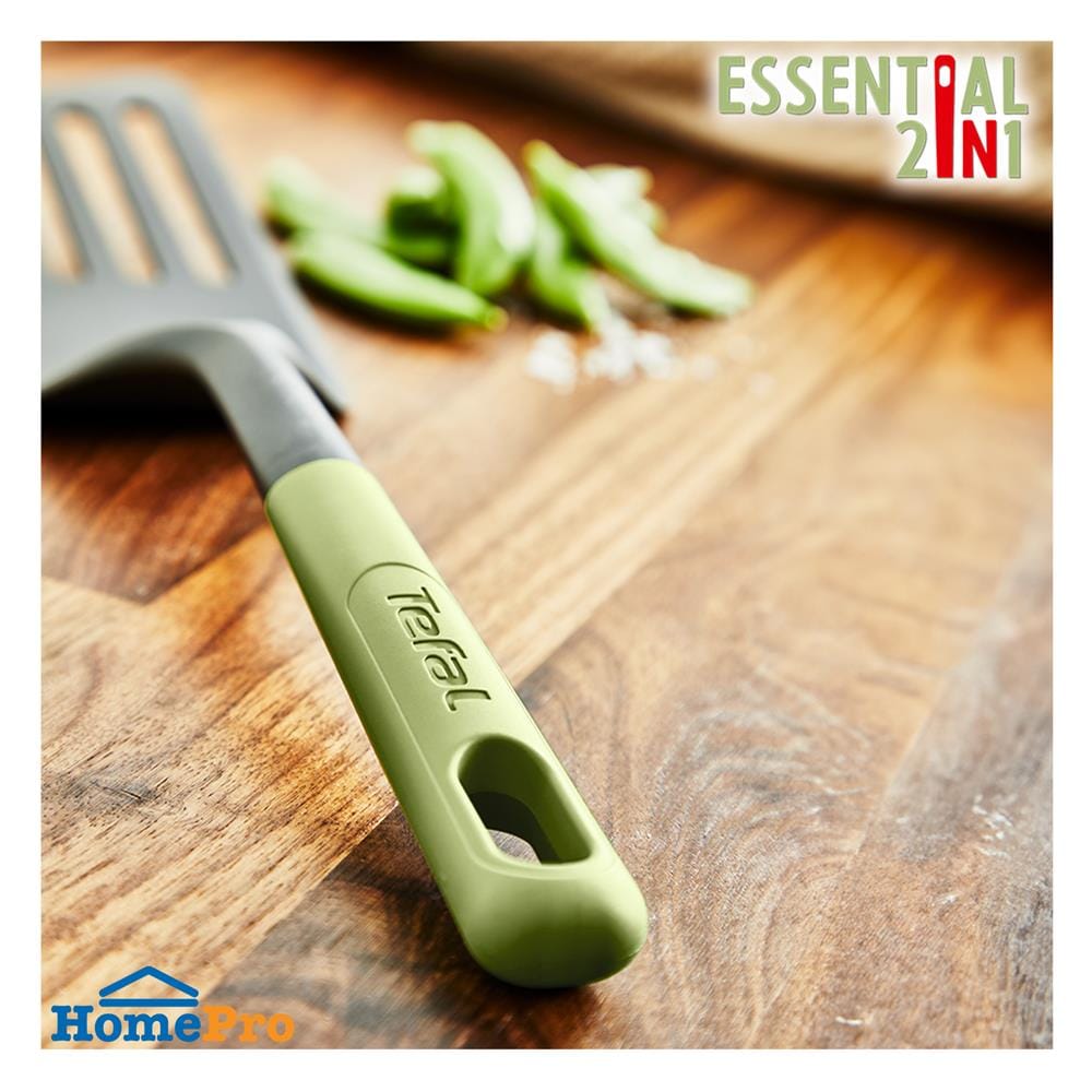 ตะหลิวมีร่อง 29 ซม. TEFAL ESSENTIAL 2 IN 1 K2791424 สีเขียว