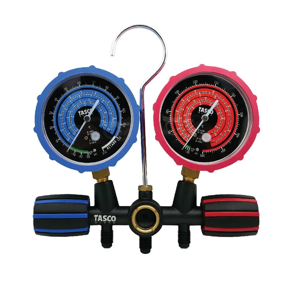 เกจวัดน้ำยาแอร์ พร้อมสายชาร์จน้ำยา TASCO BLACK TB120SM II สำหรับ R12, R22, R134A, R404A