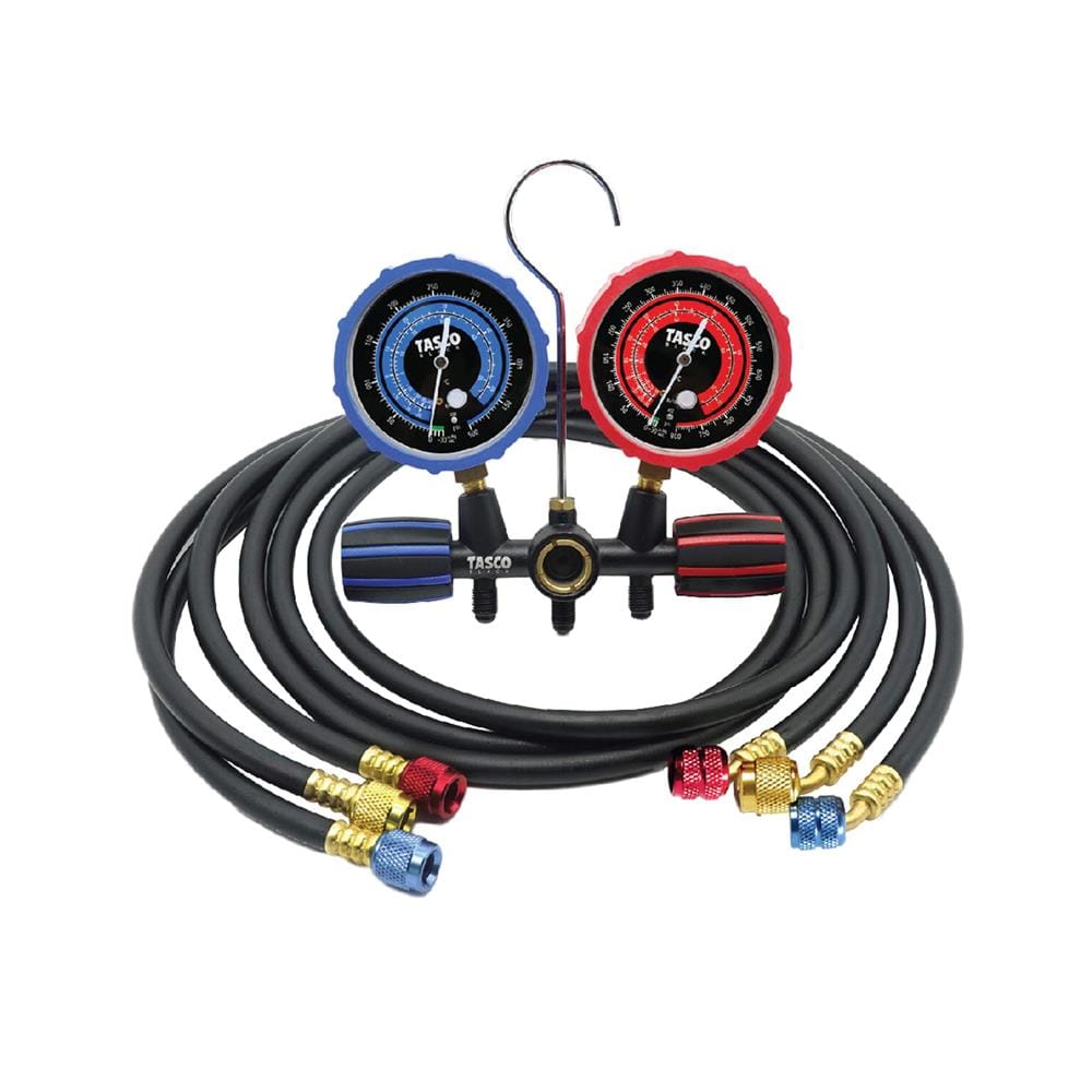 เกจวัดน้ำยาแอร์ พร้อมสายชาร์จน้ำยา TASCO BLACK TB140SM II สำหรับ R32, R410A