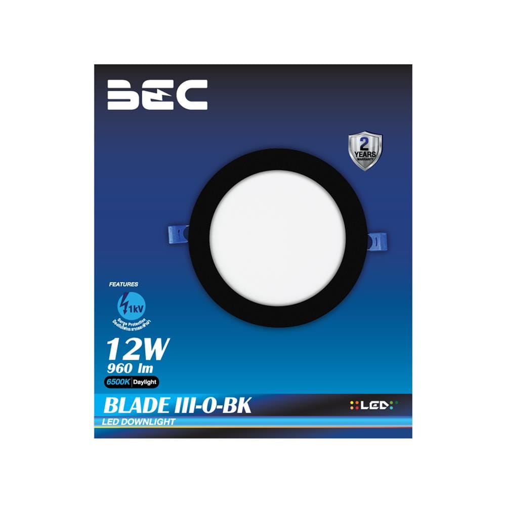 ดาวน์ไลท์ LED BEC BLADE III O-BK 6.6 นิ้ว 12 วัตต์ DAYLIGHT สีดำ
