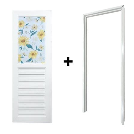 ประตูห้องน้ำ UPVC AZLE SUNFLOWER 70X200 ซม. สีขาว พร้อมวงกบ ไม่เจาะลูกบิด_6