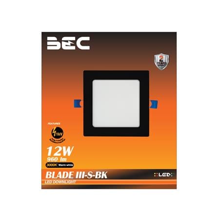 ดาวน์ไลท์ LED BEC BLADE III O-BK 6.5 นิ้ว 12 วัตต์ WARM WHITE สีดำ_2