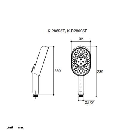 หัวฝักบัวสายอ่อน 3 ระดับ KOHLER K-R28695T-CP สีโครม_1