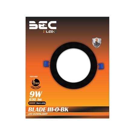 ดาวน์ไลท์ LED BEC BLADE III O-BK 5.6 นิ้ว 9 วัตต์ WARM WHITE สีดำ_2