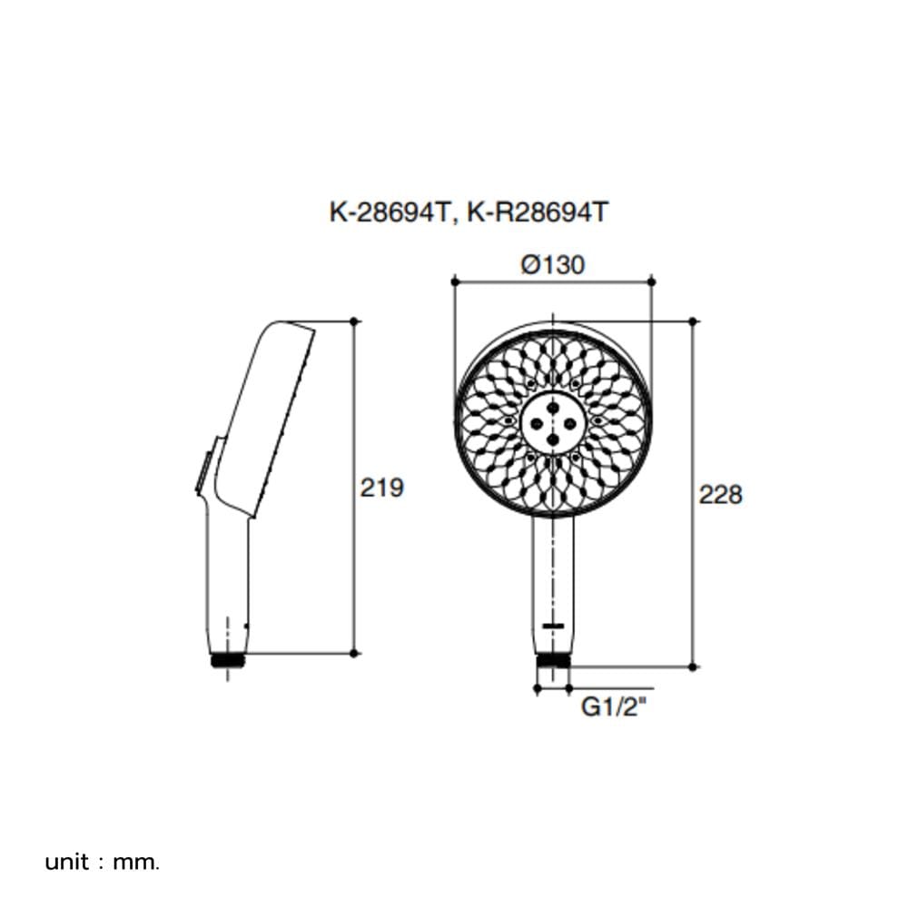 หัวฝักบัวสายอ่อน 3 ระดับ KOHLER K-R28694T-CP สีโครม