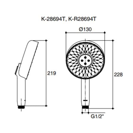 หัวฝักบัวสายอ่อน 3 ระดับ KOHLER K-28694T-BL สีดำ_1