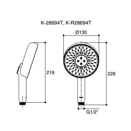 หัวฝักบัวสายอ่อน 3 ระดับ KOHLER K-28694T-RGD_2