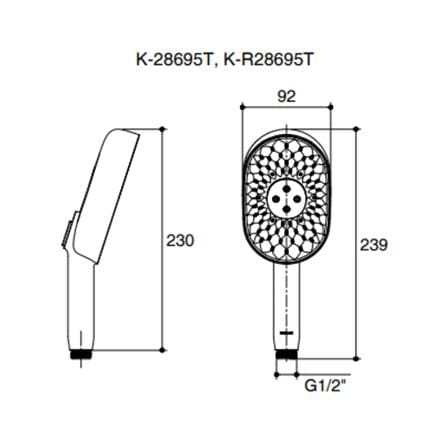 หัวฝักบัวสายอ่อน 3 ระดับ KOHLER K-28695T-AF_2