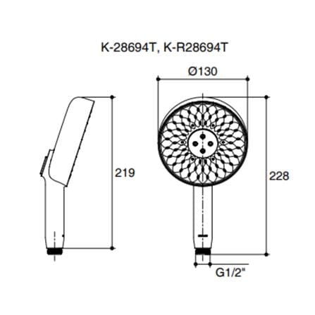 หัวฝักบัวสายอ่อน 3 ระดับ KOHLER K-28694T-AF_2