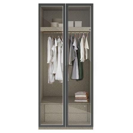 ตู้เสื้อผ้า 2 บานเปิด SB BUILT IN WARDROBE PLUS 59061087 100 ซม. สีดำ_0
