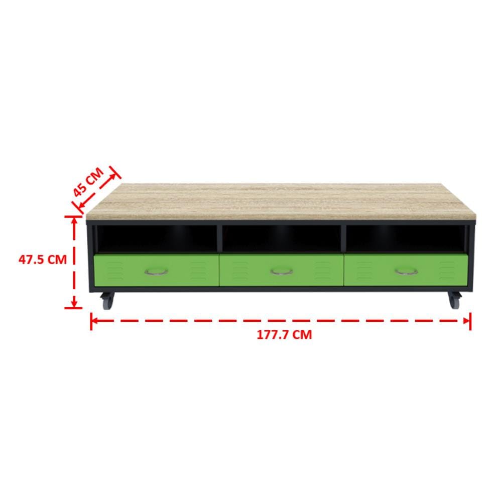 ตู้เหล็กบานผสม 3 ลิ้นชัก SURE TMBS-183 สีเขียว