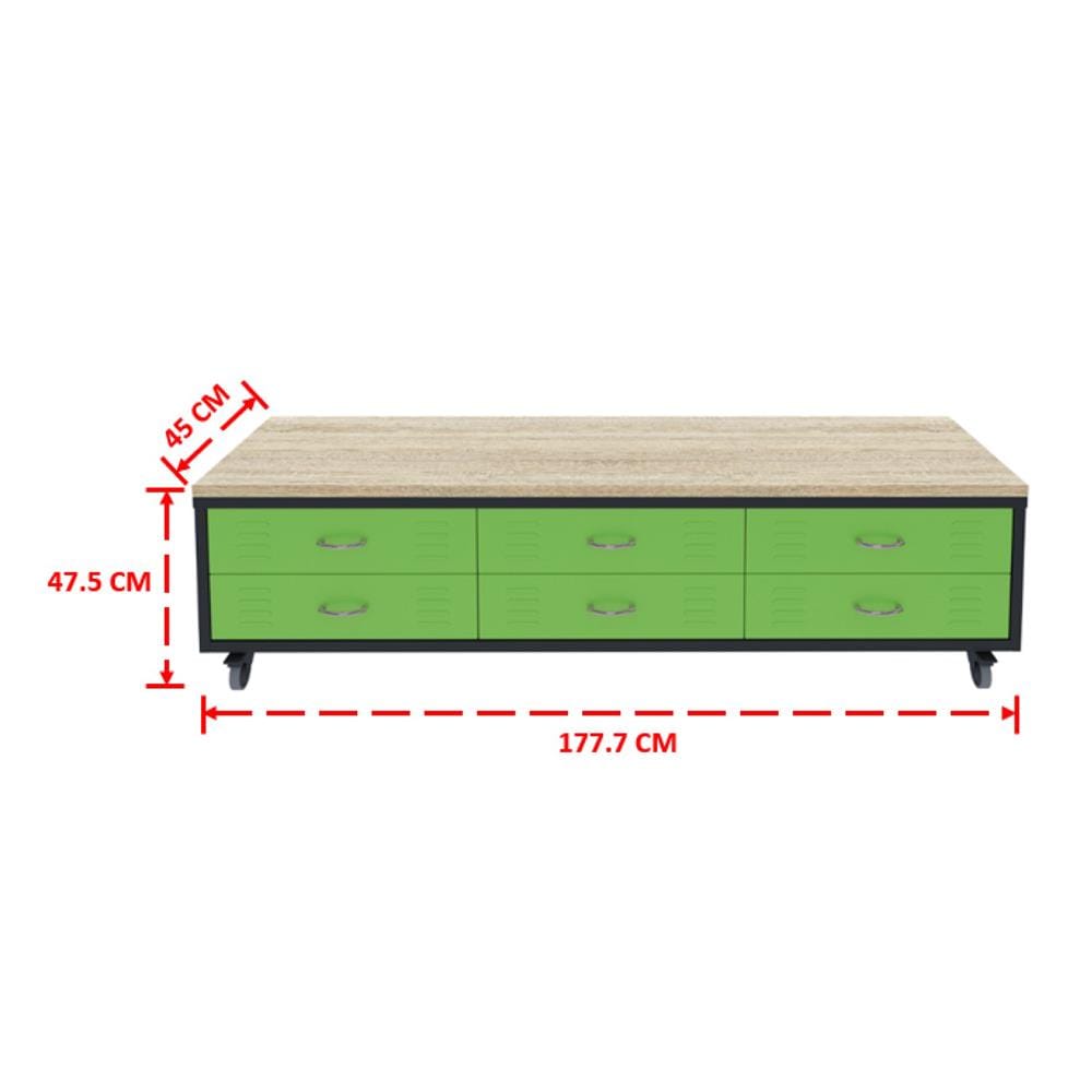 ตู้เหล็กลิ้นชัก 6 ลิ้นชัก SURE TMBS-186 สีเขียว