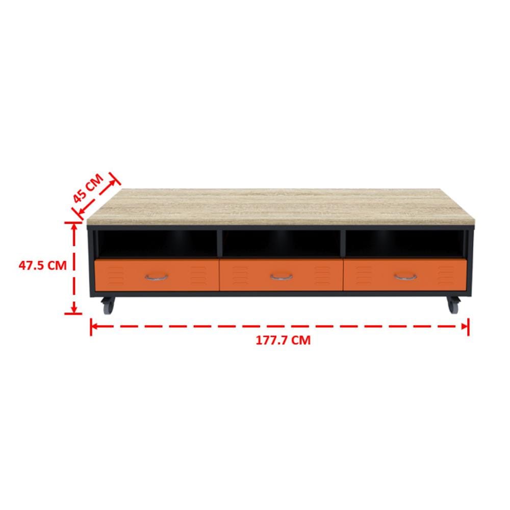 ตู้เหล็กบานผสม 3 ลิ้นชัก SURE TMBS-183 สีส้ม