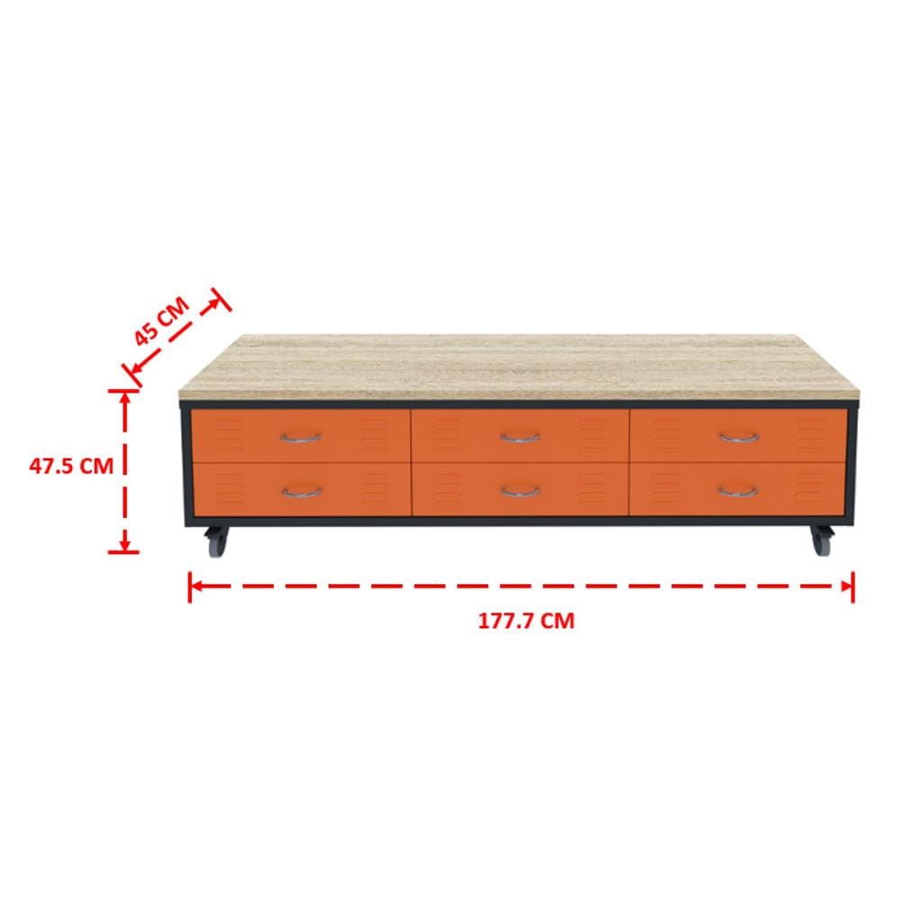 ตู้เหล็กลิ้นชัก 6 ลิ้นชัก SURE TMBS-186 สีส้ม