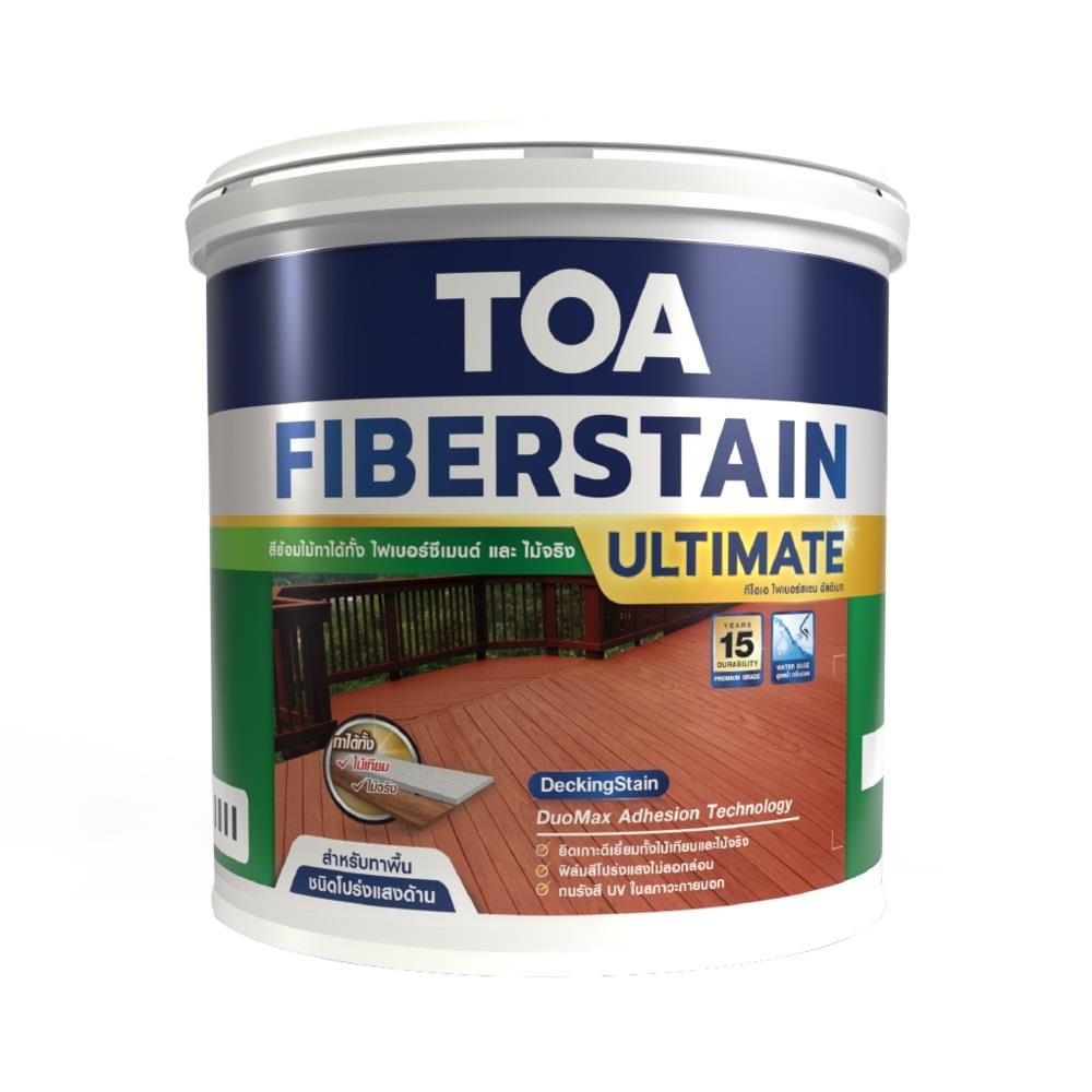 สีย้อมพื้นไม้ TOA FIBERSTAIN ULTIMATE DM008 สีไม้สักทอง โปร่งแสงด้าน 1 แกลลอน
