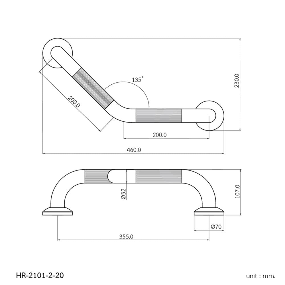 ราวมือจับ ตัว V WS HR-2101-2-20 10 ซม.