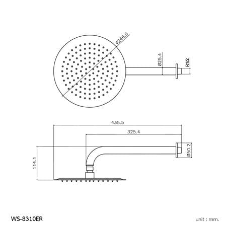 หัวฝักบัวก้านแข็ง WS WS-8310ER สีสเตนเลส_1