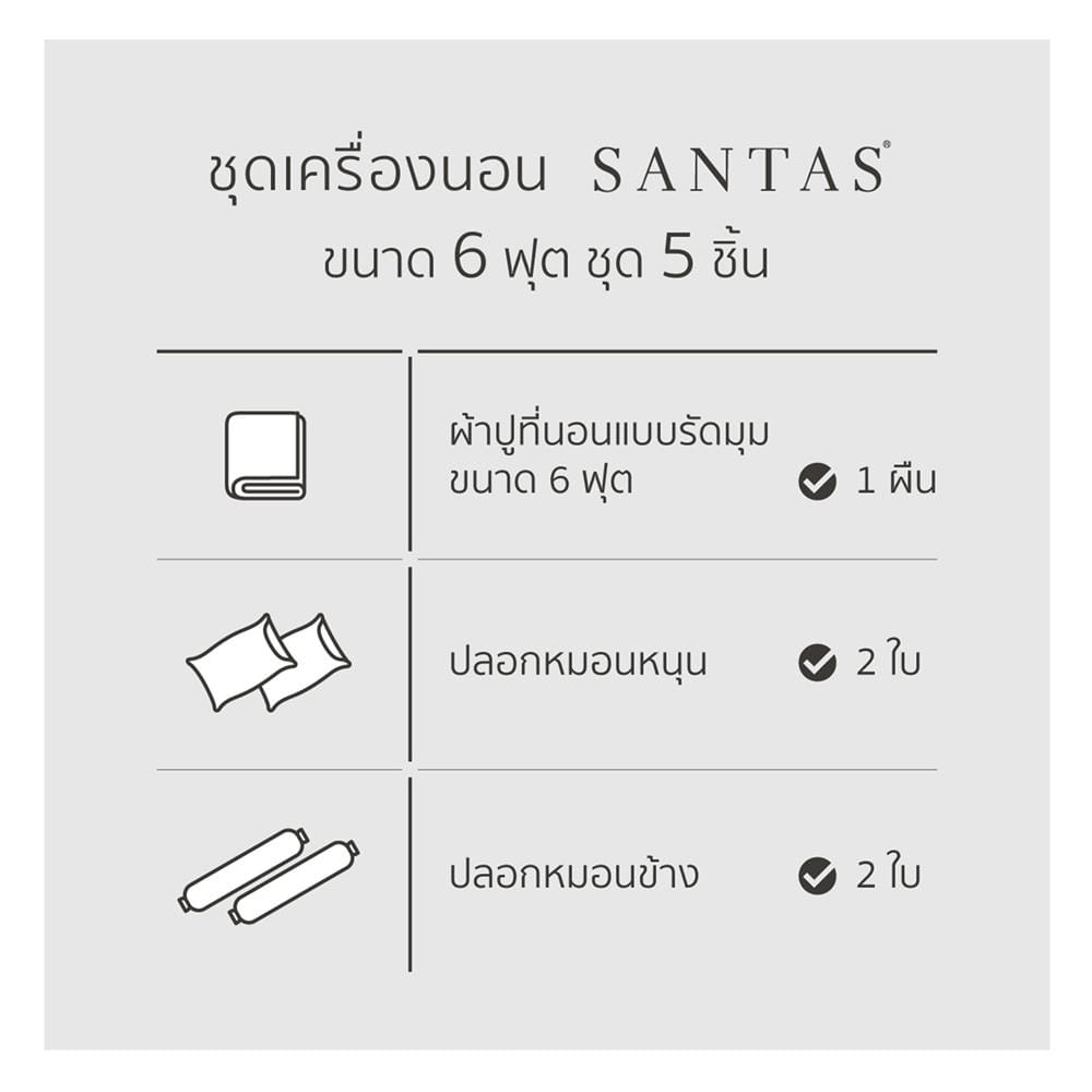 ชุดผ้าปูที่นอน 6 ฟุต 5 ชิ้น SANTAS ANNEX GD