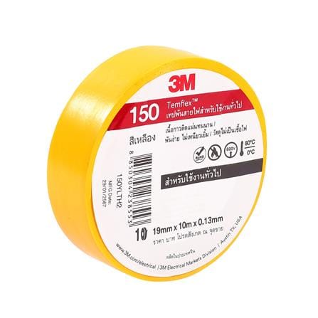 เทปพันสายไฟ 3M TEMFLEX 150 10 ม. สีเหลือง_1