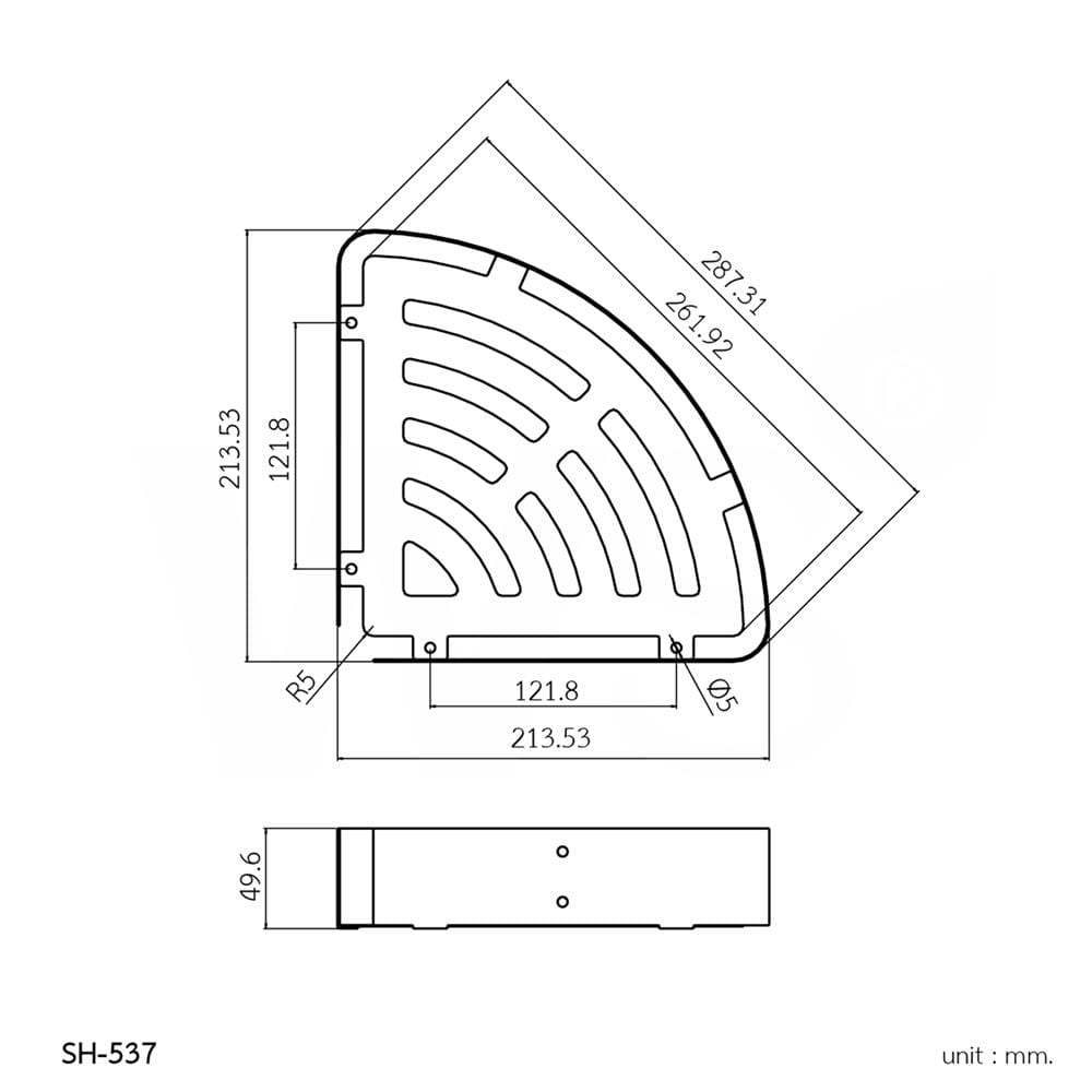 ตะแกรงวางของเข้ามุม WS SH-537 สเตนเลส