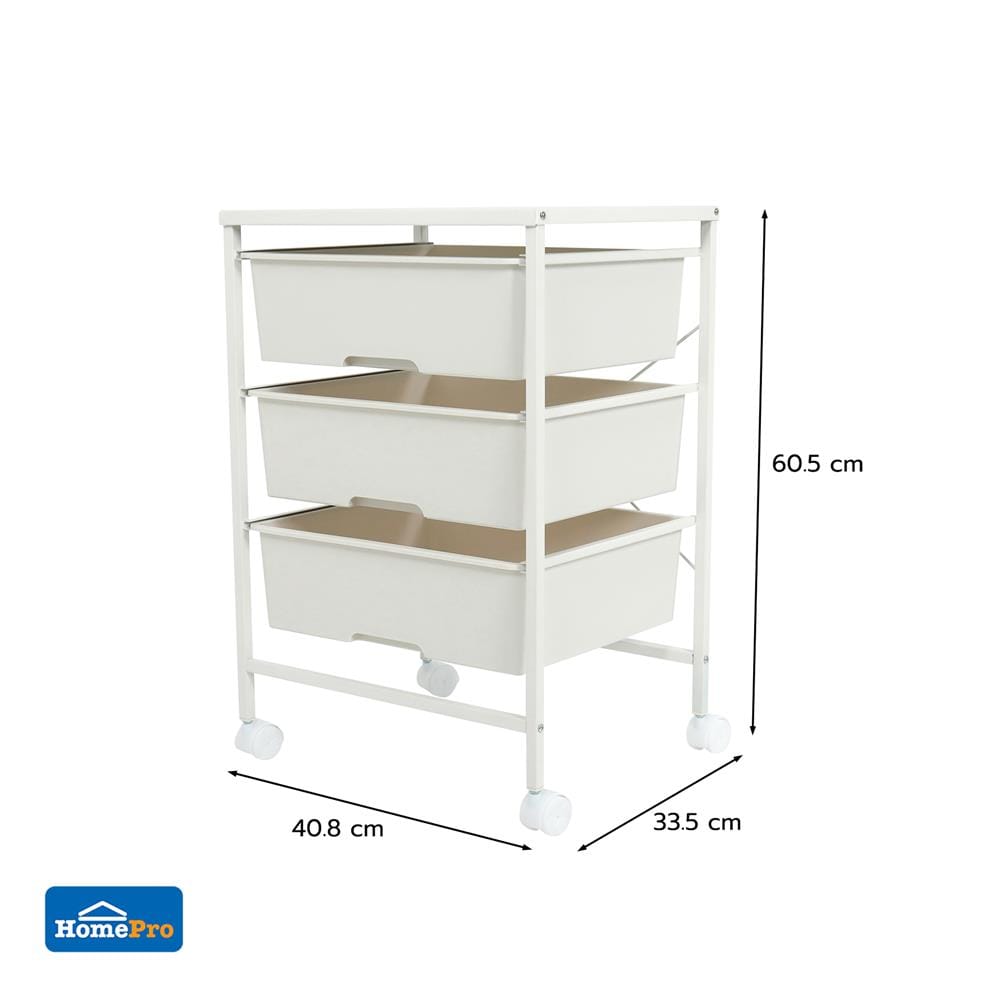ชั้นลิ้นชัก 3 ชั้น STACKO BOSE 40.8x33.5x60.5 ซม. สีขาว