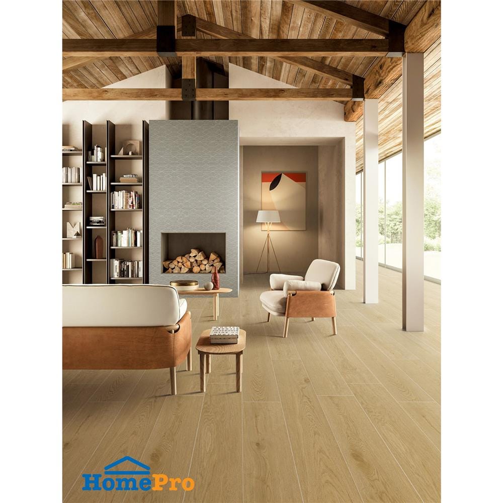 กระเบื้องพื้นพอร์ซเลน 20x100 ซม. TARA โลโฟเทนวู๊ด เบจ PM 1.2 ตร.ม.