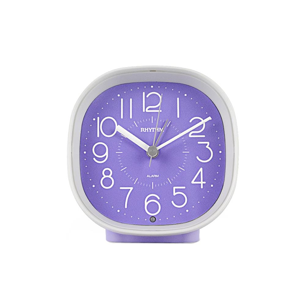 นาฬิกาปลุก RHYTHM 8RE674WR12 4X4 นิ้ว สีขาว/ม่วง