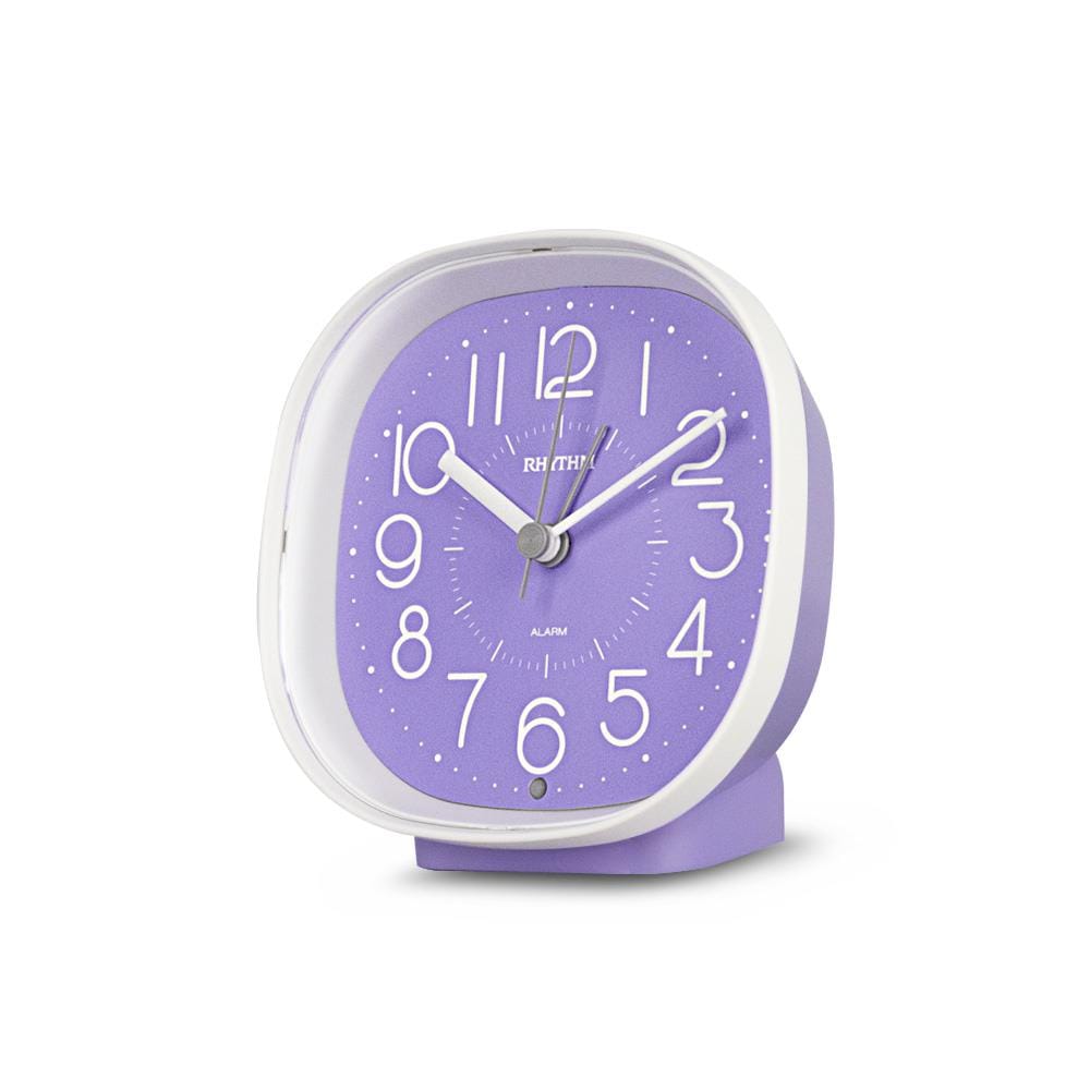 นาฬิกาปลุก RHYTHM 8RE674WR12 4X4 นิ้ว สีขาว/ม่วง
