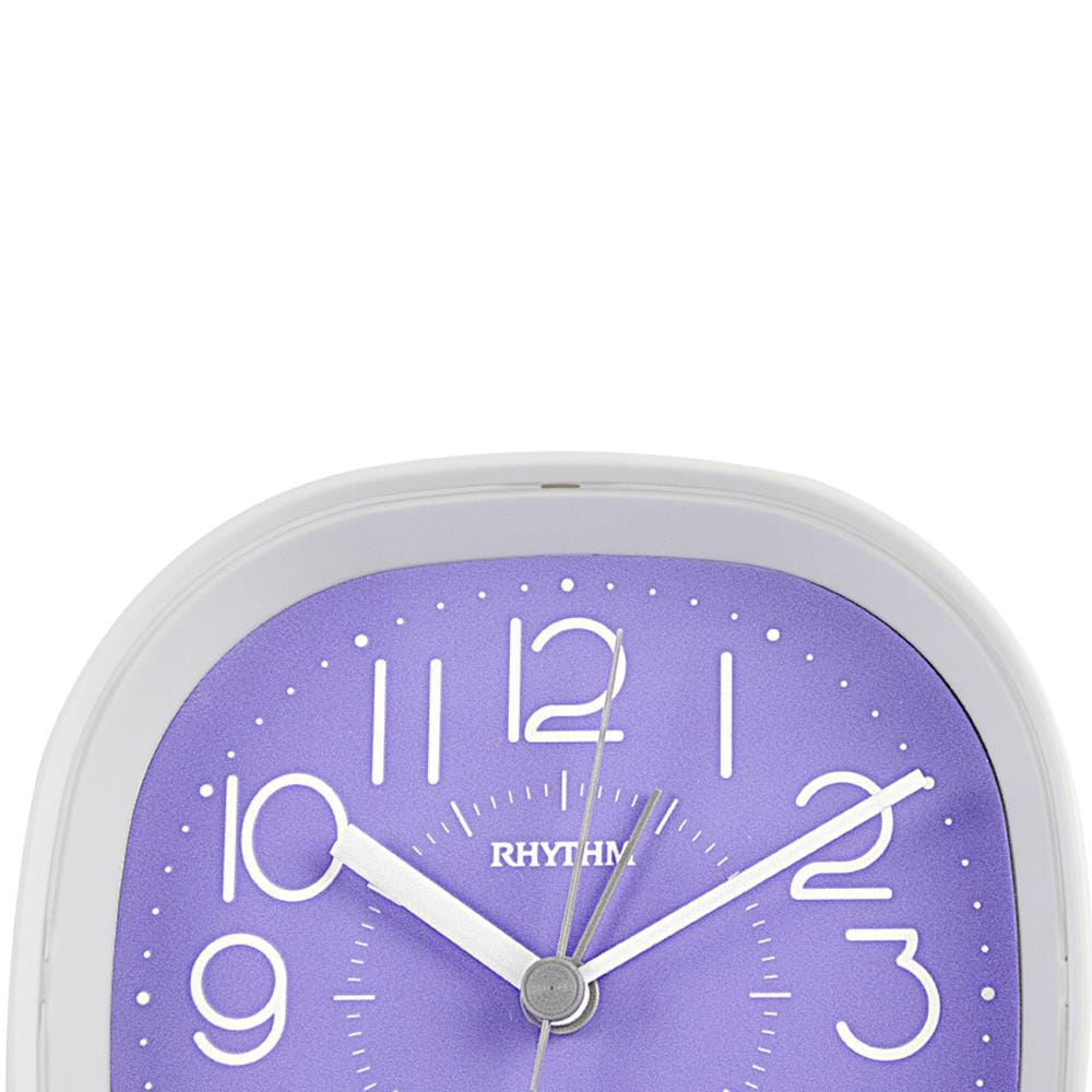 นาฬิกาปลุก RHYTHM 8RE674WR12 4X4 นิ้ว สีขาว/ม่วง