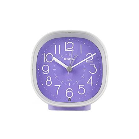 นาฬิกาปลุก RHYTHM 8RE674WR12 4X4 นิ้ว สีขาว/ม่วง_0