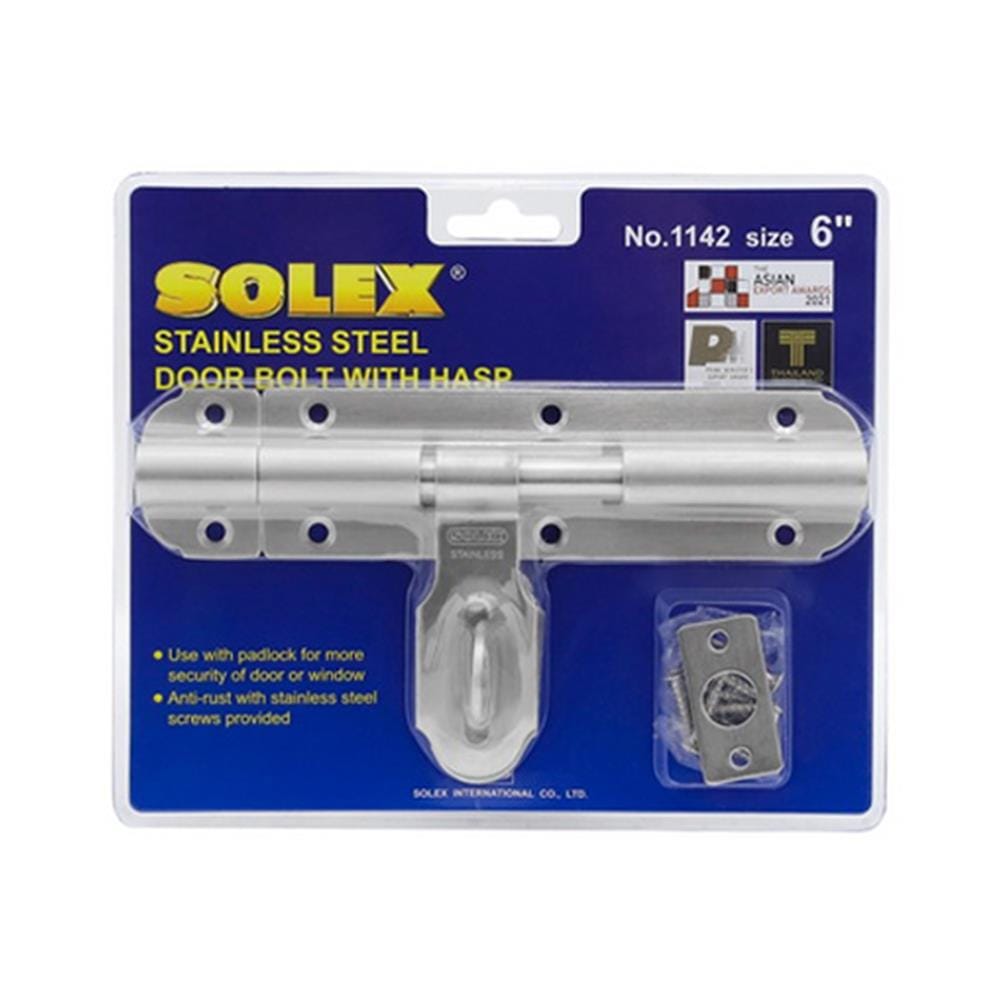 กลอนขวาง SOLEX 1142 6 นิ้ว สีสเตนเลส