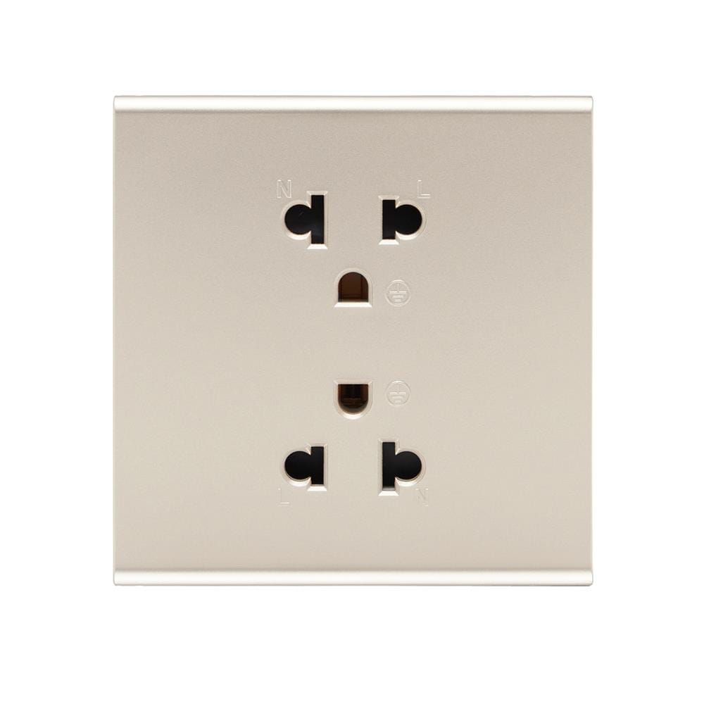 ชุดเต้ารับคู่ 3 ขา 2 ช่อง SAHN D102L-G สีทอง_1