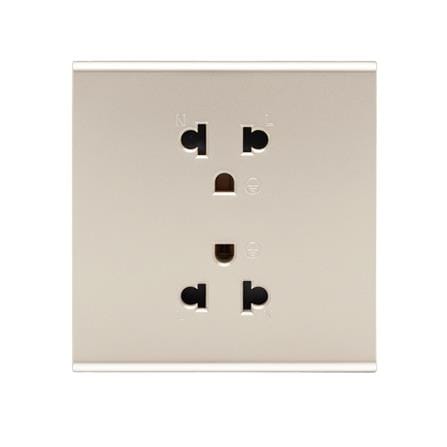 ชุดเต้ารับคู่ 3 ขา 2 ช่อง SAHN D102L-G สีทอง_0