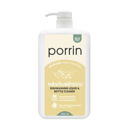 น้ำยาล้างจานและล้างขวดนม PORRIN PLANT BASED 900 มล. GREEN OLIVE_0