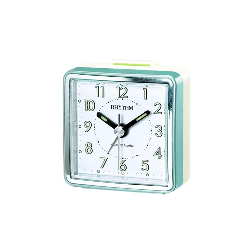 นาฬิกาปลุก RHYTHM CRE210NR05 2.3X2.3 นิ้ว สีขาว/เขียว