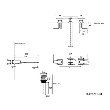 ก๊อกอ่างล้างหน้าผสม KOHLER K-22570T-B4-BL_1