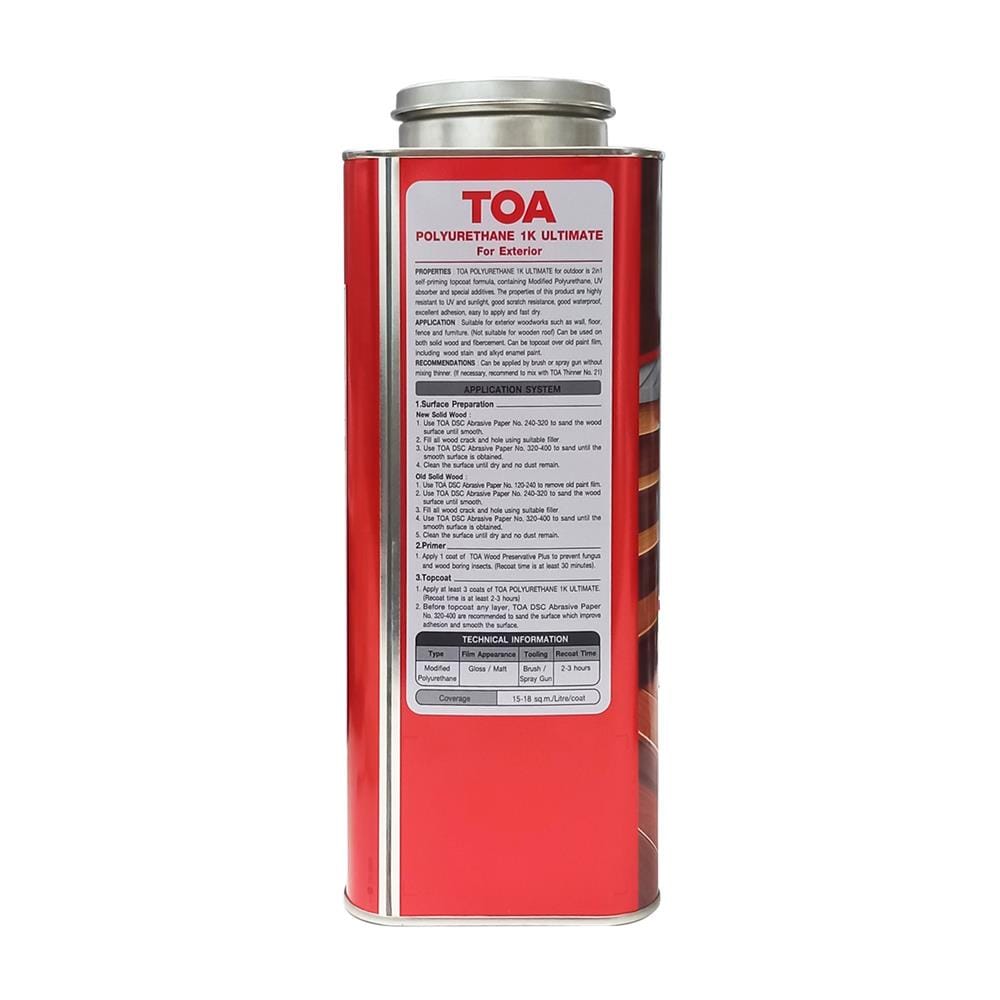โพลียูรีเทนภายนอก TOA 1K ULTIMATE PM9800 สีใส โปร่งแสงด้าน 3 ลิตร