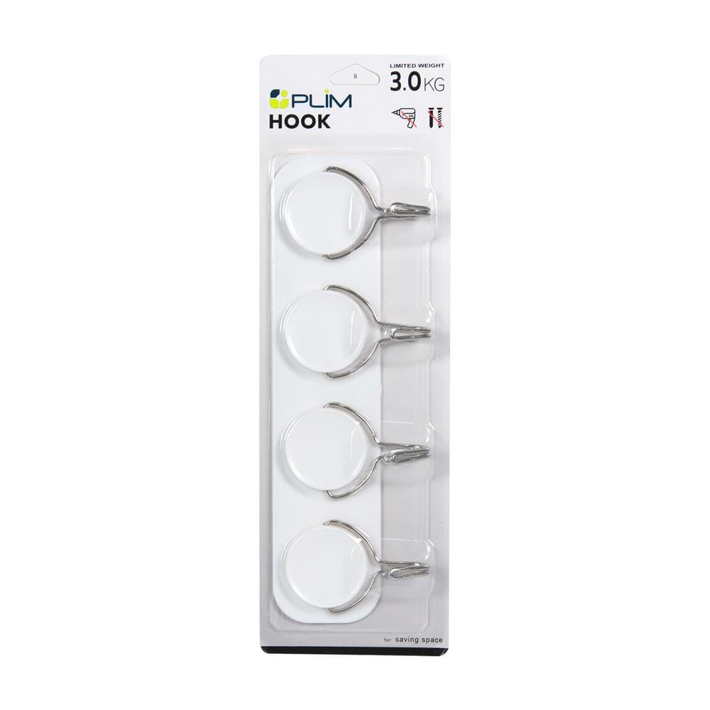 ขอแขวนติดเทปกาว 4 ตะขอ PLIM XY-0527 สีขาว
