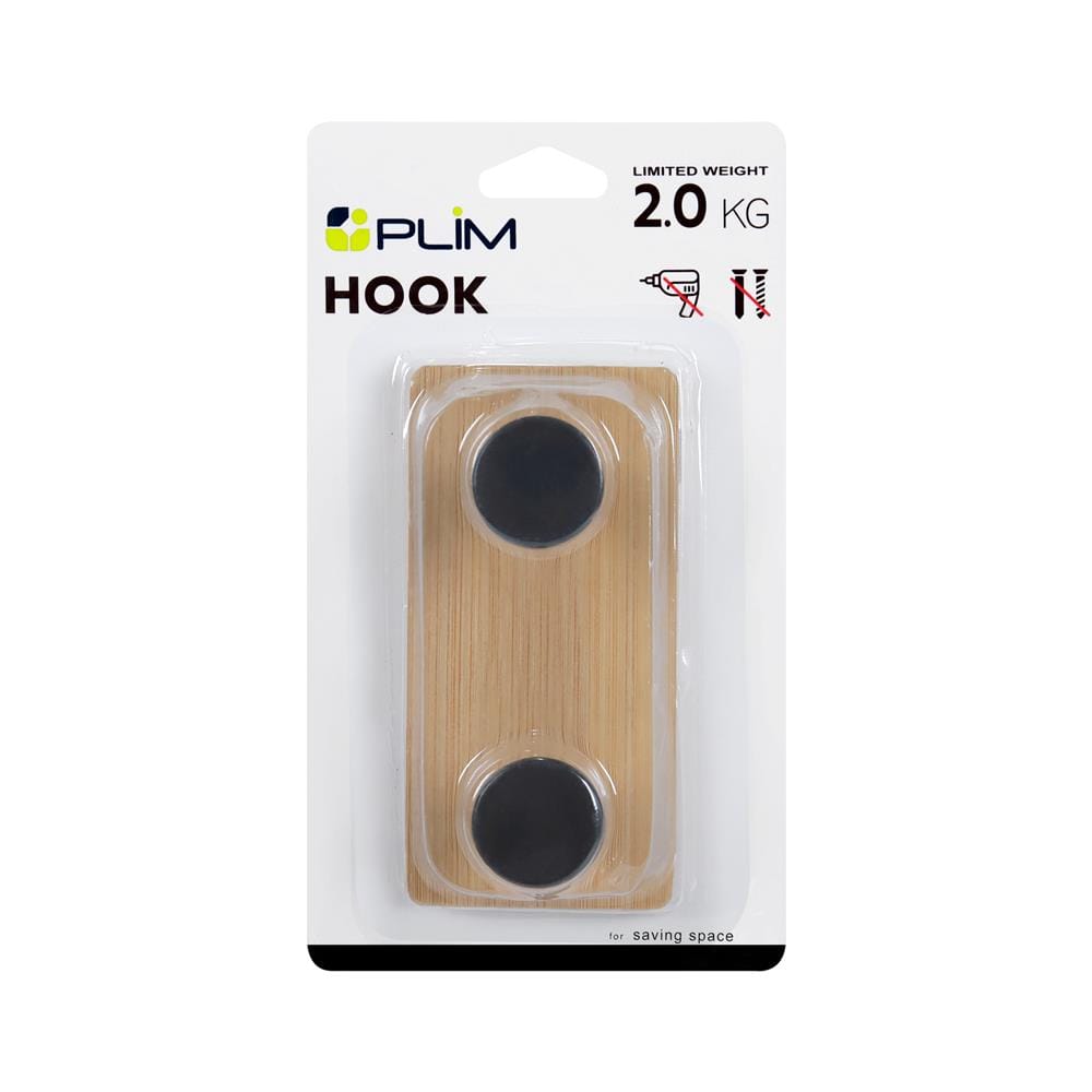 ขอแขวนติดเทปกาว 2 ตะขอ PLIM XY-0497B สีดำ