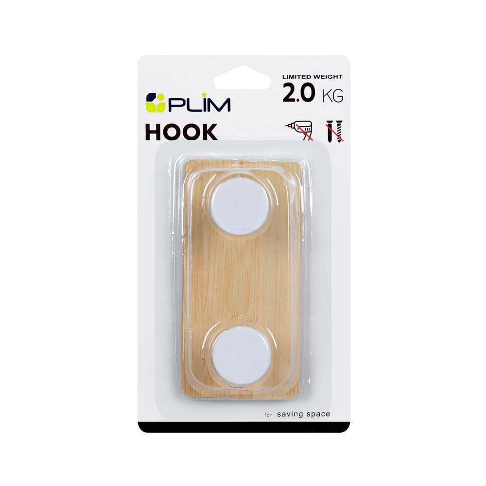 ขอแขวนติดเทปกาว 2 ตะขอ PLIM XY-0497W สีขาว