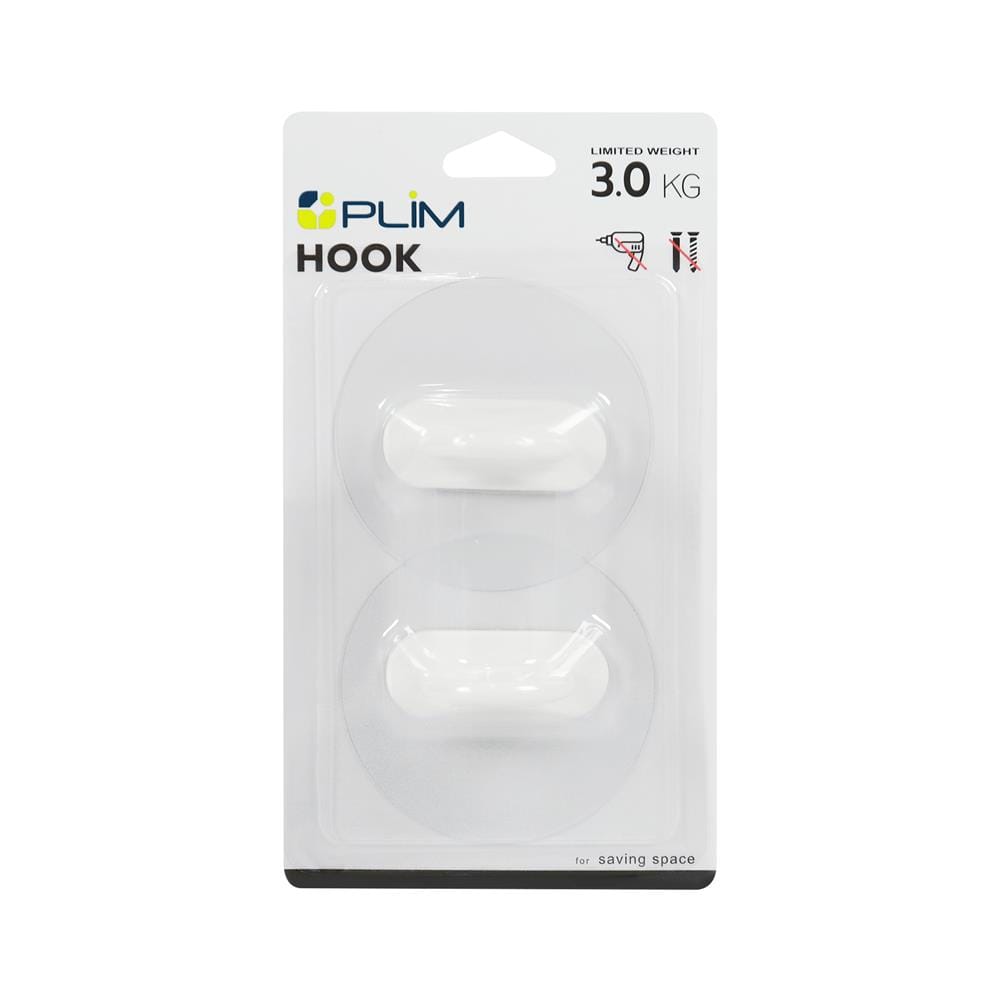 ขอแขวนยึดราวอเนกประสงค์ติดเทปกาว PLIM XY-0905 สีขาว แพ็ก 2 ชิ้น